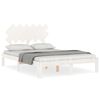 vidaXL Estrutura de cama de casal c/ cabeceira madeira maci&ccedil;a branco