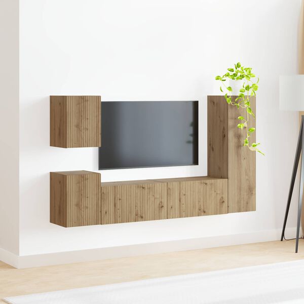 vidaXL Conjunto de m&oacute;vel de TV 4 pcs Carvalho Artesanal