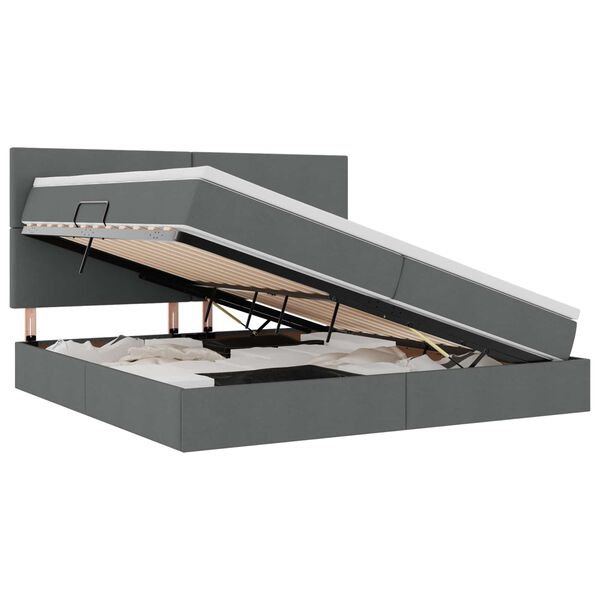 vidaXL Cama com arruma&ccedil;&atilde;o e colch&atilde;o Cinza Escuro 200 x 200 cm