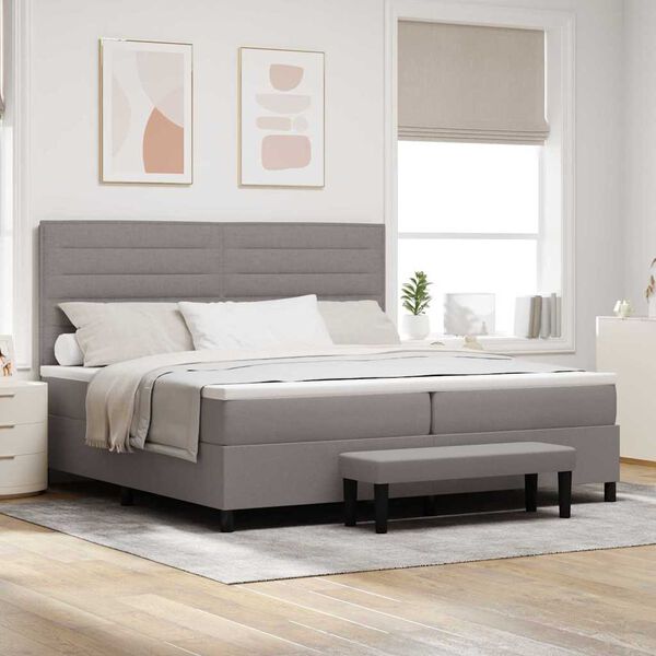 vidaXL Cama Box com colch&atilde;o Cinzento-acastanhado 200 x 200 cm tecido