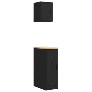 vidaXL Arm&aacute;rios de garagem 2 pcs derivados de madeira preto