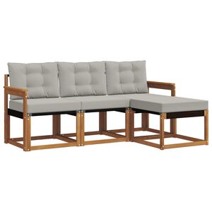 vidaXL Conjunto de Sof&aacute;s para Exterior 4 pcs Cinza Natural e Claro