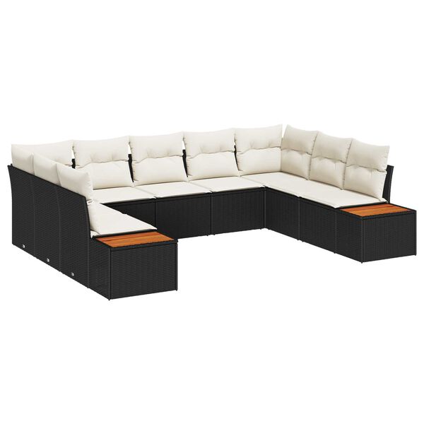 vidaXL Conjunto de Sof&aacute; de Jardim 5 pcs Preto e Creme Polirattan