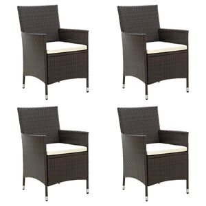 vidaXL Cadeiras de jardim 4 pcs com almofad&otilde;es vime PE castanho