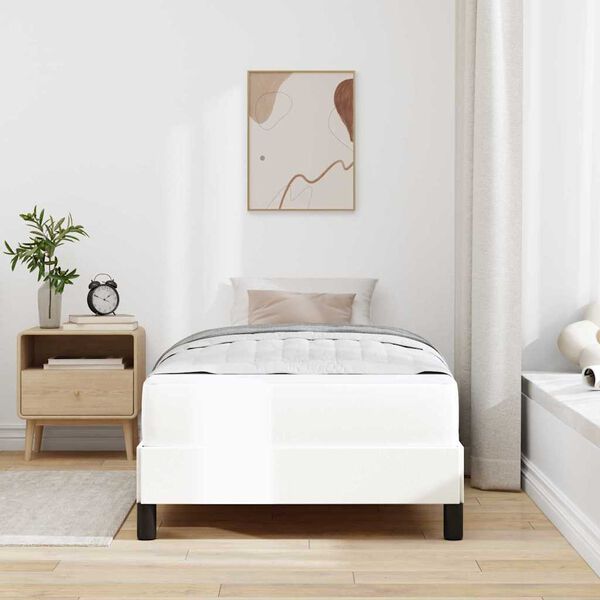 vidaXL Estrutura da Cama com colch&atilde;o Branco Puro 90 x 200 cm tecido