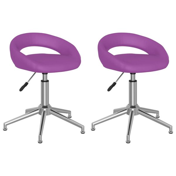 vidaXL Cadeiras de jantar girat&oacute;rias 2 pcs couro artificial roxo