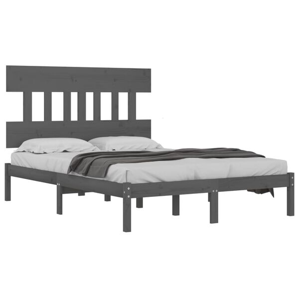 vidaXL Estrutura de cama 200x200 cm madeira maci&ccedil;a cinzento