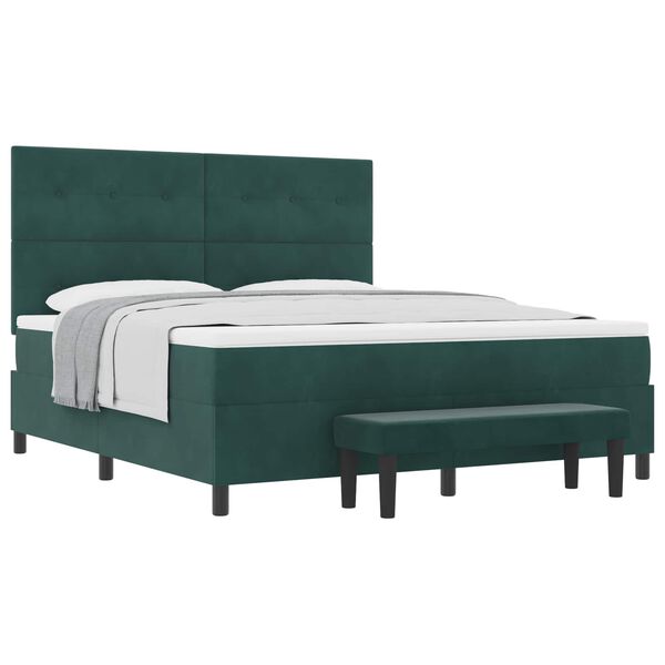 vidaXL Cama Box com colch&atilde;o Verde-escuro 180 x 200 cm Veludo