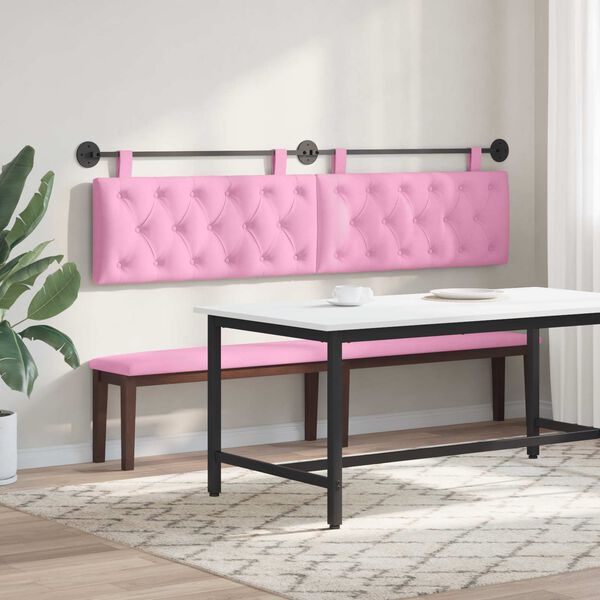 vidaXL Cabeceira Suspensa Rosa 210 x 55 x 7 cm tecido