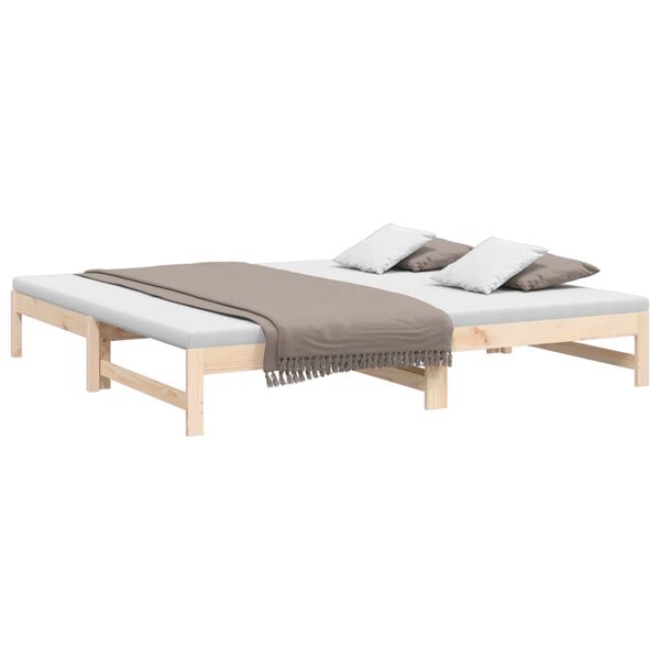 vidaXL Sof&aacute;-cama de puxar 2x(100x200) cm madeira de pinho maci&ccedil;a