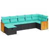 vidaXL 7 pcs conjunto de sof&aacute;s p/ jardim c/ almofad&otilde;es vime PE preto