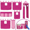 vidaXL Cortinas para cama elevada com torre poli&eacute;ster rosa