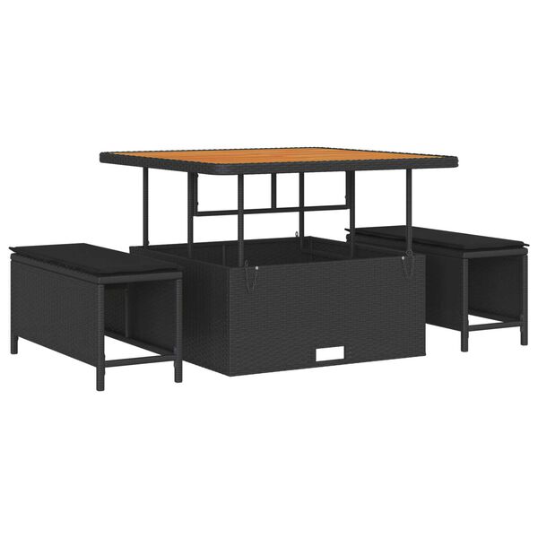 vidaXL Conjunto de Sof&aacute; de Jardim com almofada 12 pcs Preto