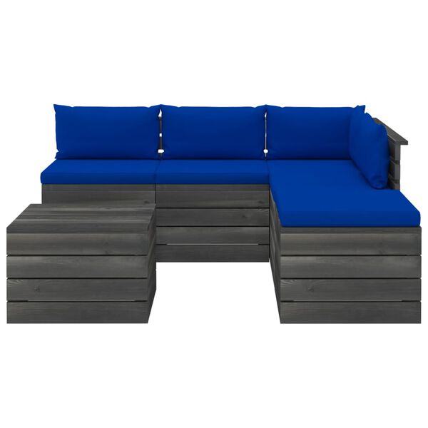 vidaXL 6 pcs conjunto lounge de paletes p/ jardim com almofad&otilde;es pinho