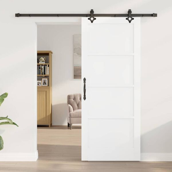 vidaXL Porta Deslizante Branco e Preto 83 x 202 cm