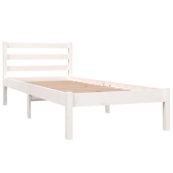 vidaXL Estrutura de cama pequena solteiro 75x190cm pinho maciço branco