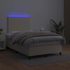 vidaXL Cama box spring c/ colch&atilde;o/LED 120x200cm couro artificial creme