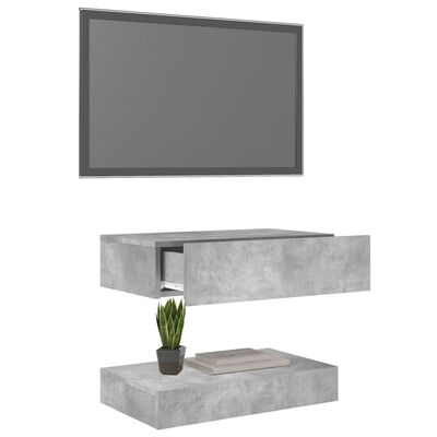 vidaXL Móvel de TV com luzes LED 60x35 cm cinzento cimento
