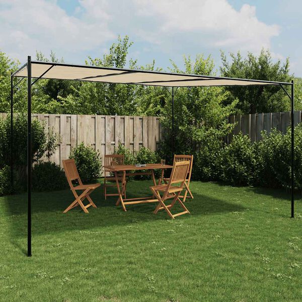vidaXL Gazebo 4x4 m 180 g/m&sup2; tecido e a&ccedil;o bege