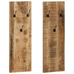 vidaXL Bengaleiro parede 2 pcs madeira mangueira maci&ccedil;a 36x110x3 cm