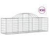 vidaXL Cestos gabi&atilde;o arqueados 50pcs 200x50x60/80 cm ferro galvanizado