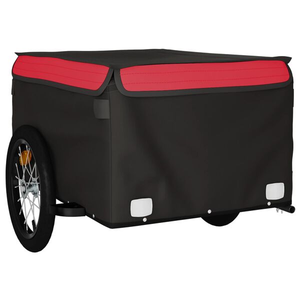 vidaXL Reboque para bicicleta 45 kg ferro preto e vermelho