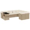 vidaXL 10 pcs conjunto de sof&aacute;s p/ jardim com almofad&otilde;es vime PE bege