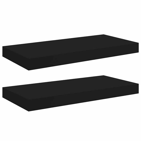 vidaXL Prateleiras de parede suspensas 2 pcs 50x23x3,8cm MDF preto