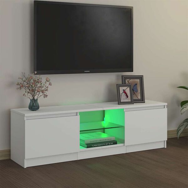 vidaXL M&oacute;vel de TV com luzes LED 120x30x36 cm branco