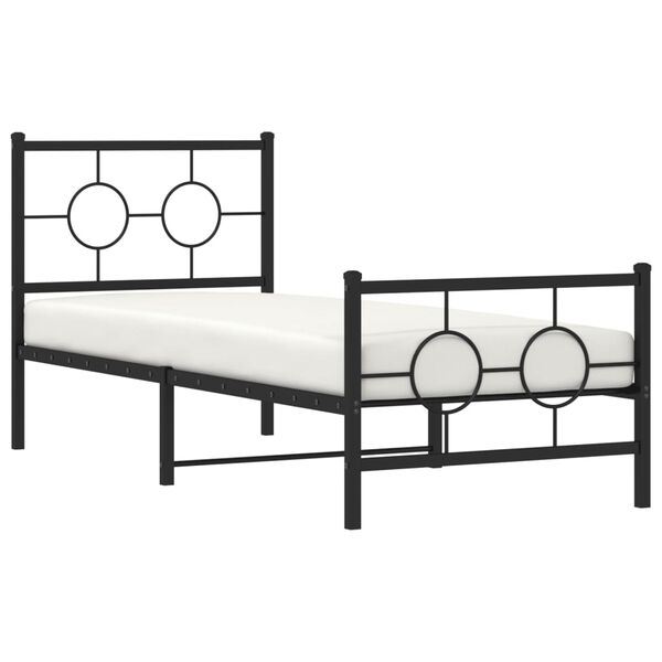 vidaXL Estrutura de cama com cabeceira e p&eacute;s 75x190 cm metal preto