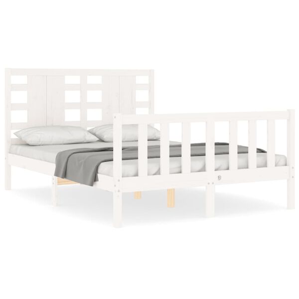 vidaXL Cama sem colch&atilde;o 120x200 cm madeira de pinho maci&ccedil;a branco