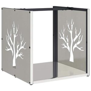 vidaXL Suporte para lenha 40x40x40 cm a&ccedil;o inoxid&aacute;vel