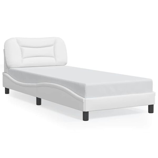 vidaXL Estrutura de cama sem colch&atilde;o Hvar couro artificial 80x200cm branco