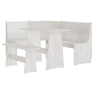 vidaXL 3 pcs conjunto de jantar REINE madeira pinho maciça branco
