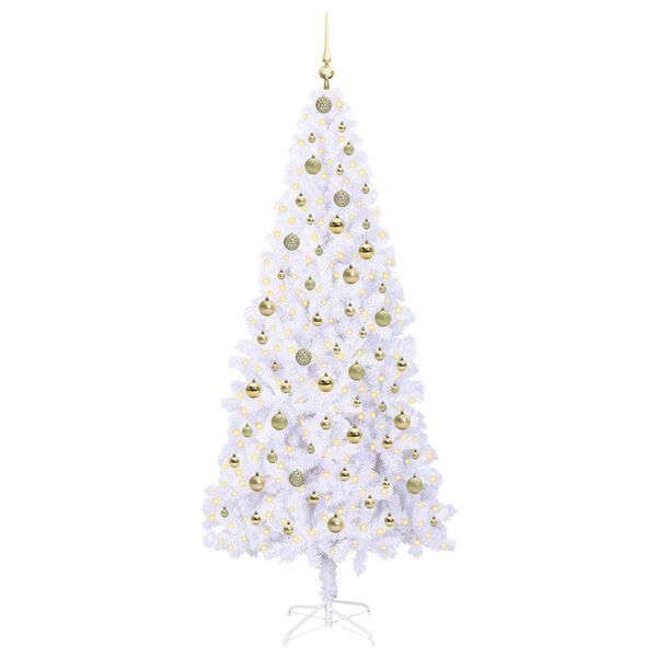 vidaXL &Aacute;rvore de Natal Artificial com 300 LEDs Branco 210 cm PVC e A&ccedil;o