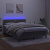 vidaXL Cama box spring c/ colch&atilde;o/LED 140x190 cm veludo cinzento