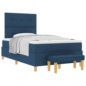 vidaXL Cama Box com colch&atilde;o com cabeceira Azul 120 x 200 cm tecido