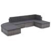 vidaXL Conjunto de lounge de jardim com 6 pe&ccedil;as e almofadas, vime sint&eacute;tico, cinza