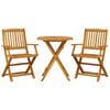 vidaXL 3 pcs conjunto de bistr&ocirc; dobr&aacute;vel madeira de ac&aacute;cia maci&ccedil;a