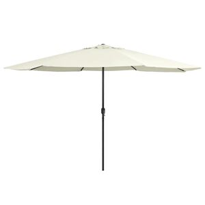 vidaXL Guarda-sol de jardim com poste de metal 390 cm branco areia