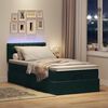 vidaXL Cama otomana com colch&atilde;o & LEDs 80x200cm veludo verde-escuro