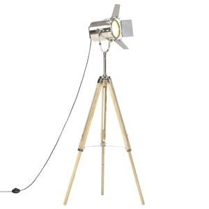 vidaXL Candeeiro de ch&atilde;o trip&eacute; 140 cm madeira mangueira maci&ccedil;a