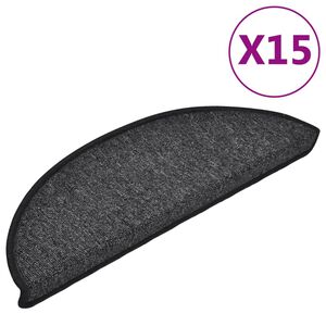 vidaXL Tapetes de escada 15 pe&ccedil;as 56x17x3 cm antracite semicircular