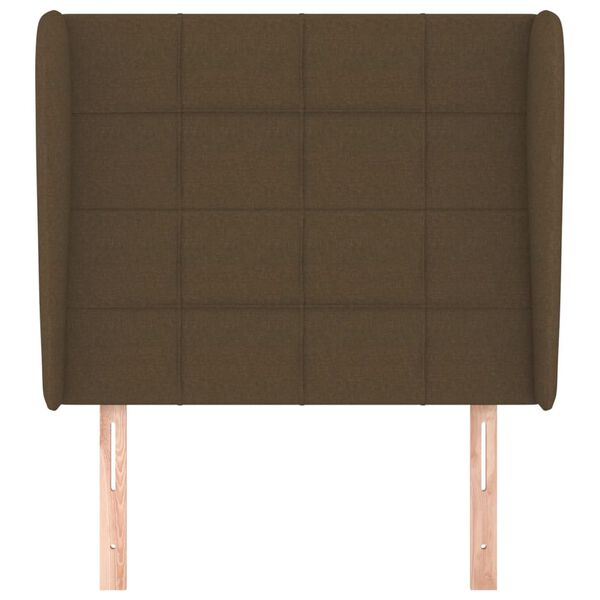 vidaXL Cabeceira cama c/ abas tecido 103x23x118/128 cm castanho-escuro