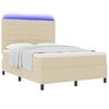 vidaXL Cama Box com colch&atilde;o com led Creme 140 x 190 cm tecido