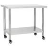 vidaXL Mesa de trabalho de cozinha com rodas a&ccedil;o inoxid&aacute;vel 80x60x85cm