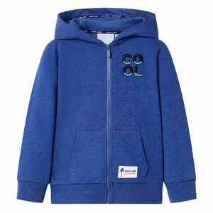 Sweatshirt para crian&ccedil;a com capuz e fecho azul-escuro mesclado 92