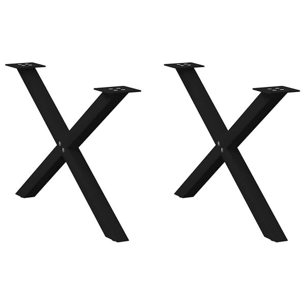 vidaXL P&eacute;s para mesa de centro em formato de X, 2 pe&ccedil;as, preto, 70x (42-43) cm, a&ccedil;o