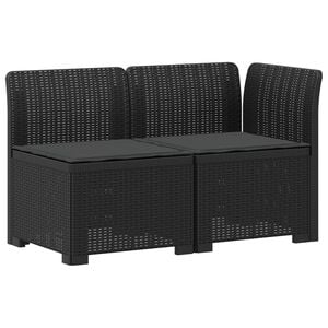 vidaXL Sof&aacute; de Jardim 2 Lugares com Almofadas Look Rattan PP Antracite