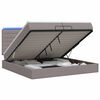 vidaXL Cama Ottoman com Colch&atilde;o e LED Cinzento-acastanhado Tecido